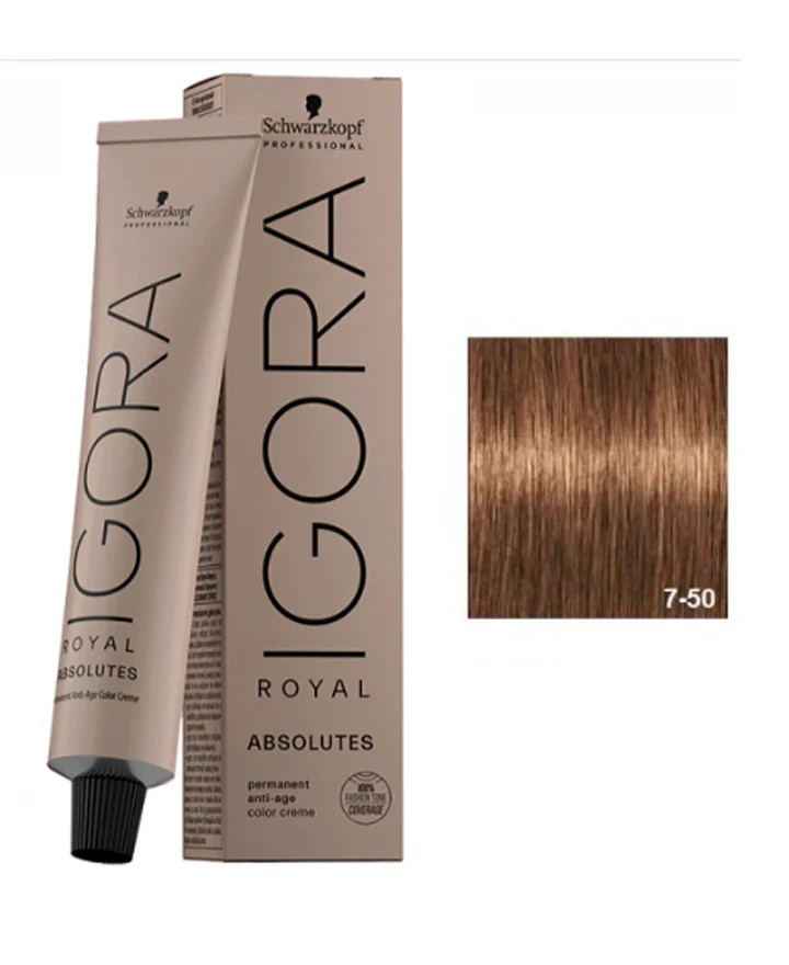 IGORA ROYAL ABSOLUTES 7-50, RUBIO MEDIO DORADO NATURAL, 60 GR