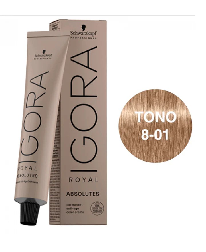 IGORA ROYAL ABSOLUTES 8-01, RUBIO CLARO NATURAL CENIZA, 60 GR