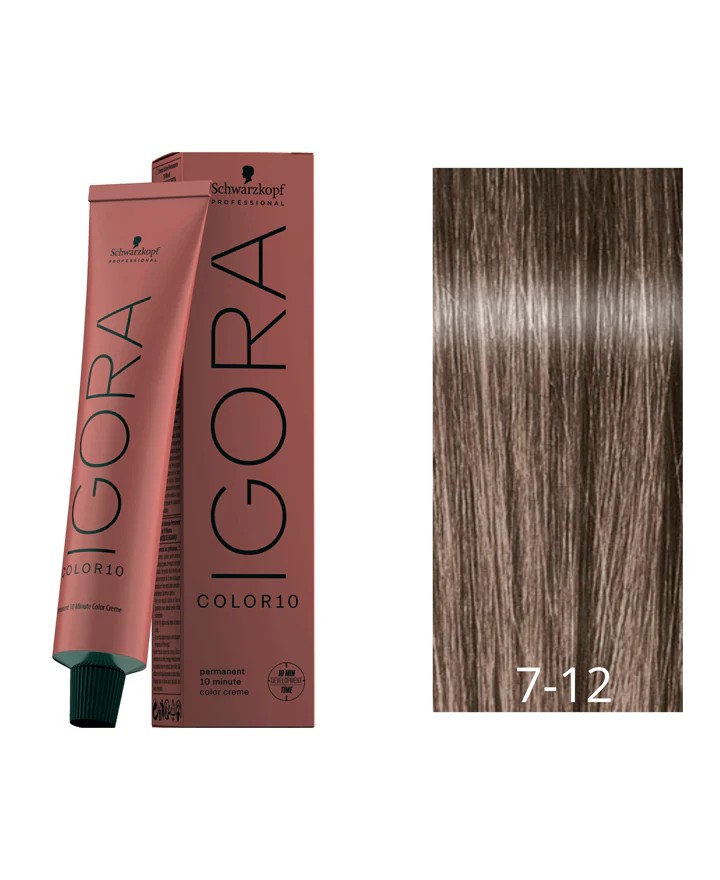 IGORA ROYAL COLOR10 7-12 RUBIO MEDIO CENIZA HUMO, 60 GR