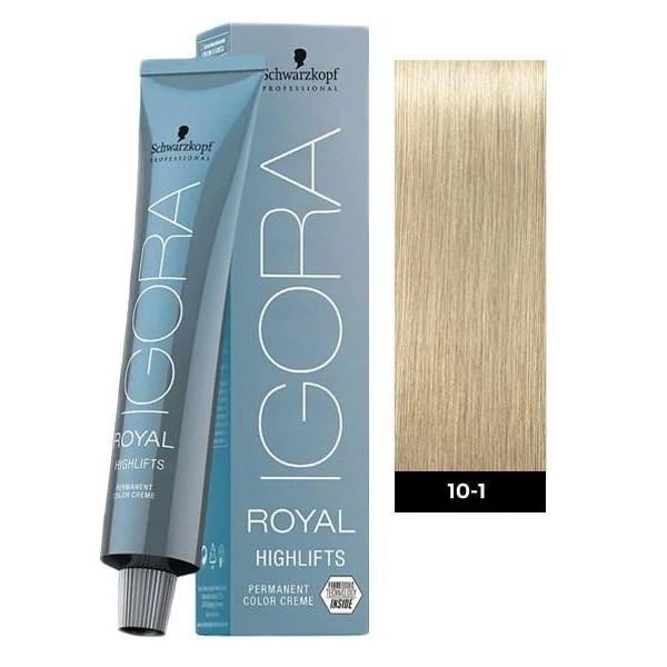 IGORA ROYAL HIGHLIFTS 10-1 RUBIO PLATINADO CENIZA, 60GR