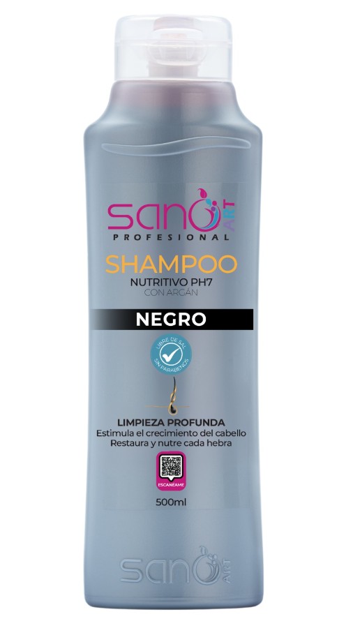 SANO SHAMPOO MATIZANTE NUTRICION COLOR NEGRO. 500ML