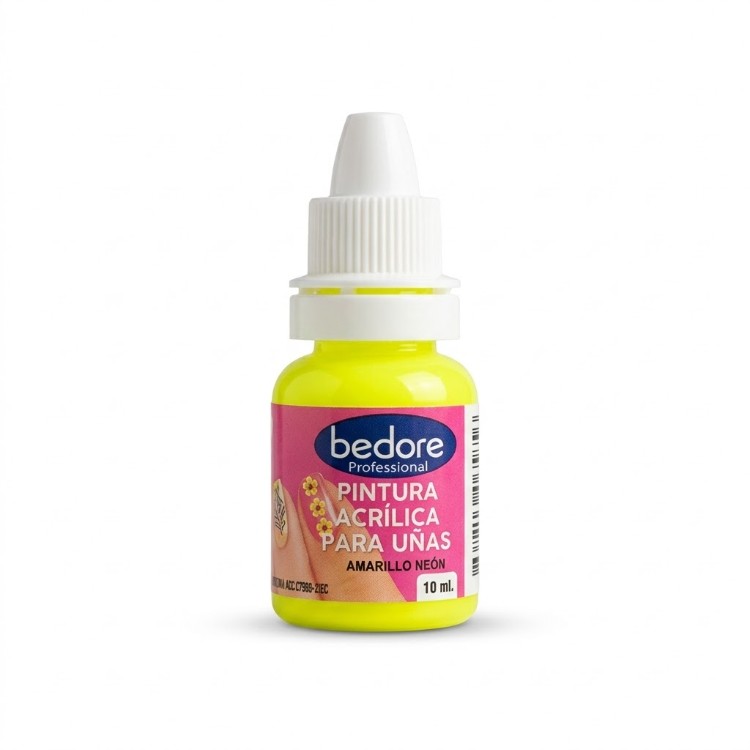 BEDORE PINTURA ACRILICA PARA UÑAS AMARILLO NEON 10 ML