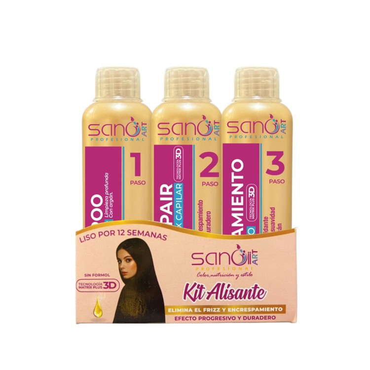 SANO KIT ALISANTE SIN FORMOL CON AMINOACIDOS Y ACEITE DE ARGAN. LISO POR 12 SEMANAS.